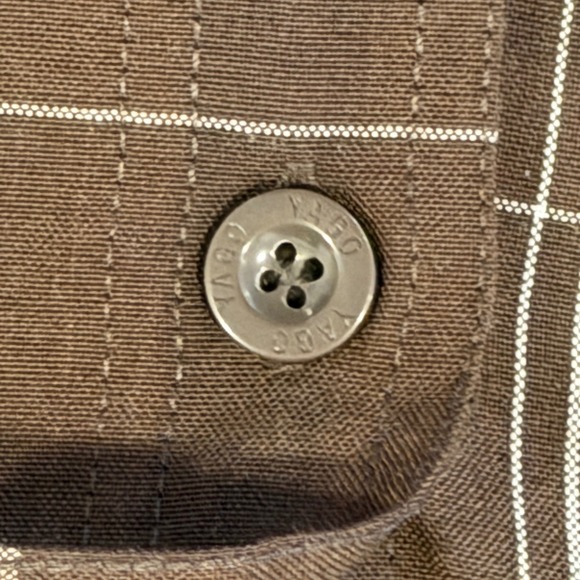 Yago Men's Large Brown Plaid Short Sleeve Button-Down Shirt - Picture 7 of 7